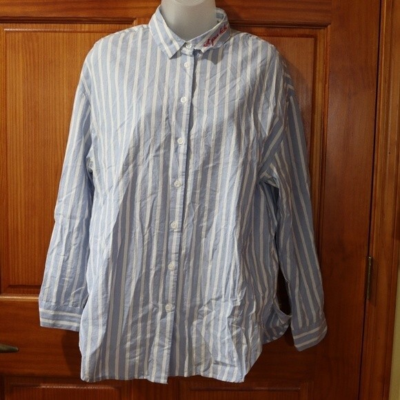 K Lab Striped Button Down Feminists "not your babe" Top Medium - Picture 13 of 13